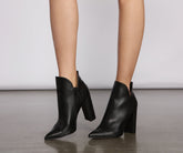 Snake-Embossed Faux Leather Block Heel Booties